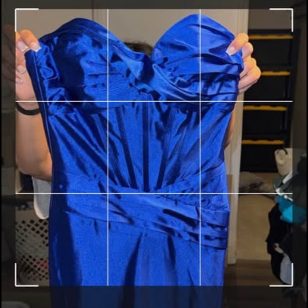 Strapless Satin Evening Dress in Cobalt Blue